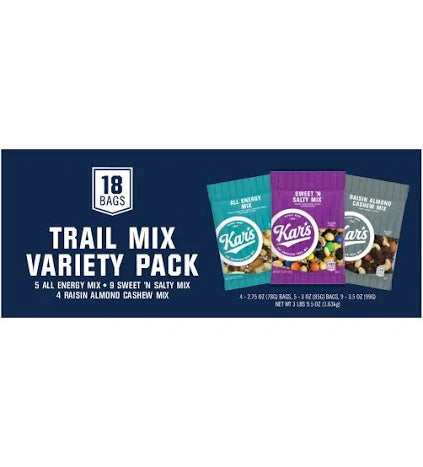 Kar’s Nuts & Fruit Mix Variety Pack – 18 Count Snack Packs, Sweet & Salty Trail Mix, Gluten-Free, On-the-Go Energy