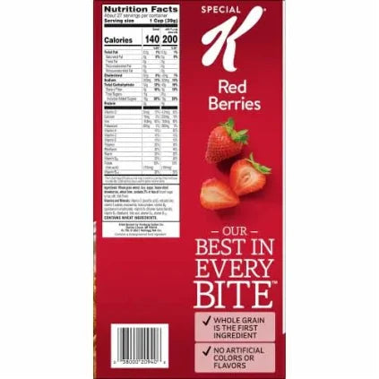 Kellogg's Special K Red Berries Cereal, 43 oz – Whole Grain, Real Strawberries, High in Vitamins & Iron