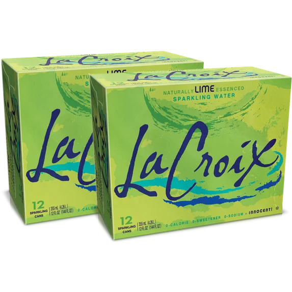 LaCroix Sparkling Water Lime, 12 fl oz Cans, 24-Count – Naturally Essenced, Zero Calories & Sugar