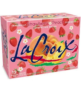 LaCroix Sparkling Water Strawberry Peach, 12 fl oz Cans, 24-Count – Naturally Essenced, Zero Sugar