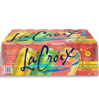 LaCroix Sparkling Water Variety Pack – Lime, Lemon & Grapefruit – 12 fl oz Cans (Pack of 24) | Naturally Flavored, Zero Calorie, Refreshing Hydration
