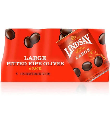 Lindsay Large Pitted Olives 6 oz (6 Pack) – Non-GMO Ripe Black Olives, Ready to Eat Snack or Ingredient