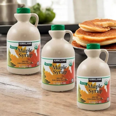 Kirkland Signature Organic Pure Maple Syrup, 33.8 oz – Grade A Amber Rich Taste
