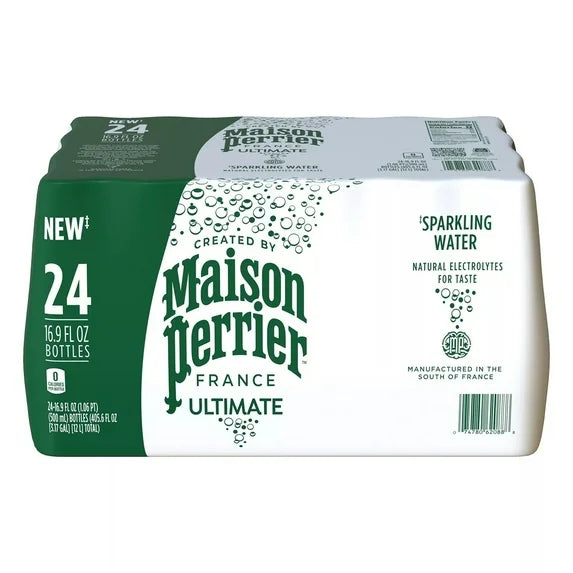 Maison Perrier Sparkling Water, 16.9 fl oz Bottles, 24-Count – Natural Mineral Water, Zero Calories