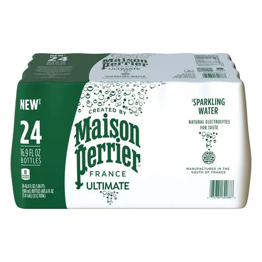 Maison Perrier Sparkling Water, 16.9 fl oz Bottles, 24-Count – Natural Mineral Water, Zero Calories