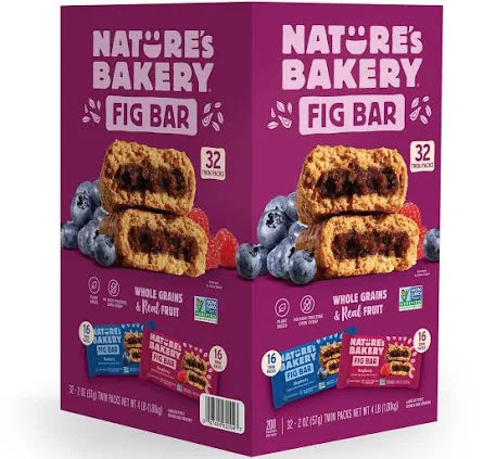 Nature’s Bakery Fig Bars Variety Pack – 32 Count (2 oz Each) | Blueberry & Raspberry, Whole Grain, Vegan, Non-GMO Snacks