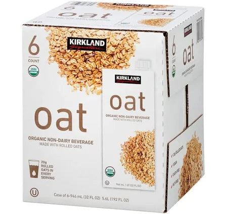 Kirkland Signature Organic Oat Beverage, Non‑Dairy, 32 fl oz Cartons, 6‑Pack – Creamy, USDA Organic & Vegan