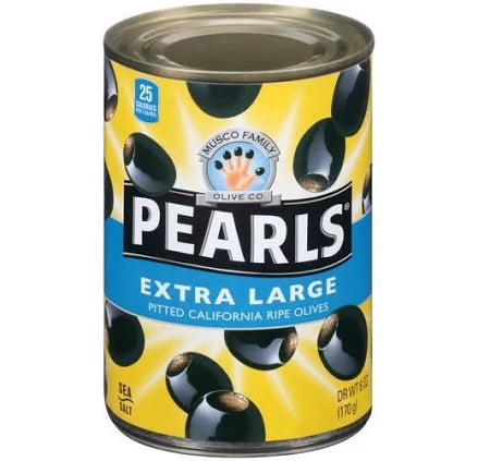 Pearls - Extra Large Pitted Black Ripe Olives 6 oz Can, Pack of 8