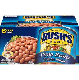 Bush’s Pinto Beans 16 oz Cans (Pack of 6) – Ready-to-Eat, High-Fiber, Protein-Rich Canned Beans for Easy Cooking