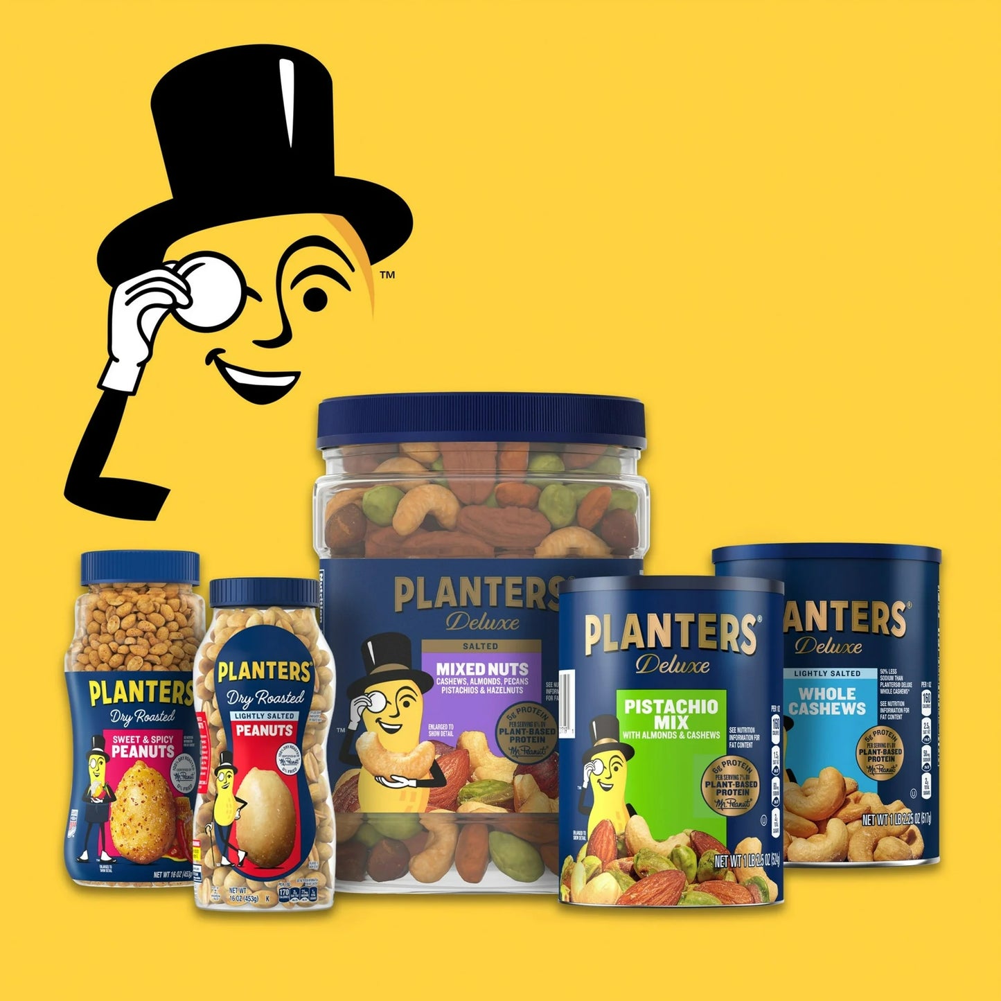 PLANTERS Salted Cashew Halves & Pieces – 46 oz Canister | Plant-Based Protein, Kosher, Roasted in Peanut Oil, Perfect for Snacking & Entertaining