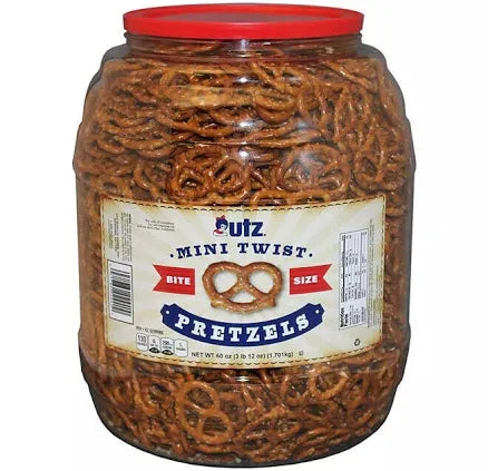 Utz Bite Size Pretzels – 60 oz Barrel | Crunchy Mini Pretzel Snacks in Resealable Container, Perfect for Parties & Everyday Snacking