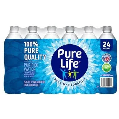 Pure Life Purified Water, 8 fl oz Bottles, 24-Count – Clean, Refreshing, Kid-Friendly Hydration