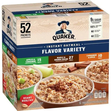 Quaker Instant Oatmeal Variety Pack, 1.51 oz., 52 pk.