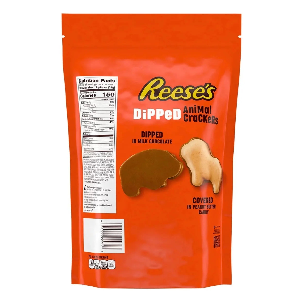 Reese's Dipped Animal Crackers Pouch – 24 oz | Milk Chocolate & Peanut Butter Coated Animal Crackers | Kosher Certified