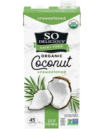 So Delicious Organic Coconut Milk Beverage – Unsweetened, 32 fl oz Cartons, 6‑Pack – USDA Organic, Vegan & Gluten‑Free