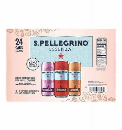 San Pellegrino Essenza Variety Pack, 11.15 fl oz Cans, 24-Count – Flavored Sparkling Mineral Water, Zero Calories