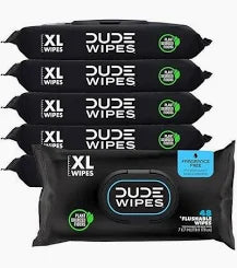 DUDE Wipes XL Flushable Wipes – 480 Count | Fragrance-Free, Moisturizing & Septic-Safe Body Wipes for Men