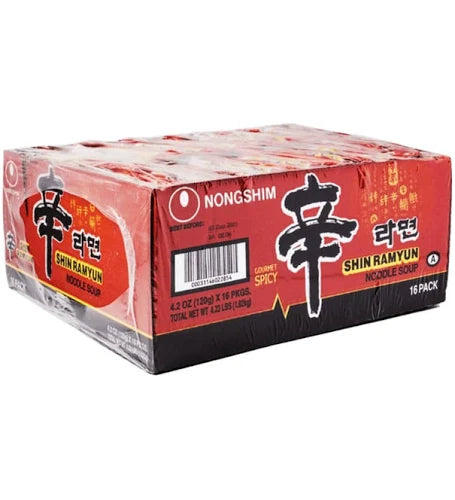 Nongshim Shin Ramyun Noodle Soup 4.2 oz, 18-Count | Spicy & Savory Korean Instant Noodles