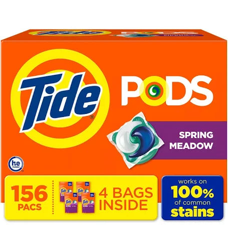 Tide Pods Laundry Detergent, Spring Meadow, 156-Count – HE Compatible