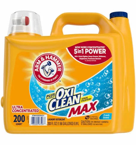 Arm & Hammer Plus OxiClean Max Detergent, 200 fl oz – 200 Loads, HE Compatible