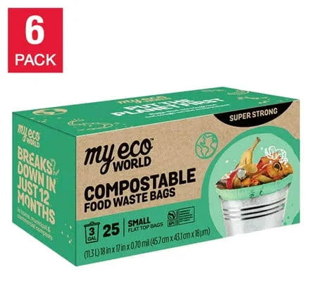 MyEcoWorld 3-Gallon Compostable Food Waste Bags, 150-Count – Eco-Friendly