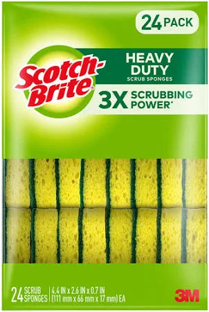 Scotch-Brite Heavy Duty Sponges, 24-Count – Tough Scrubbing Power