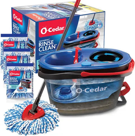 O-Cedar EasyWring Spin Mop & Bucket System with 3 Refills – Hands-Free Cleaning