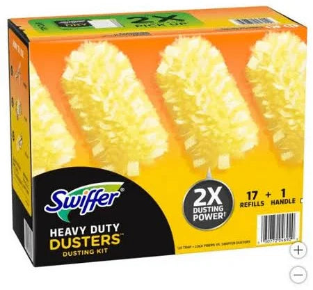 Swiffer Duster Heavy Duty Kit – 1 Handle + 17 Refills for Deep Dusting