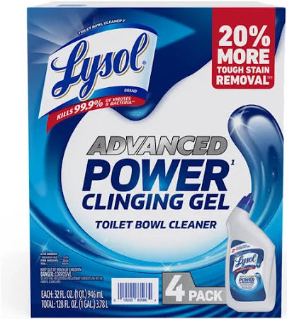 Lysol Advanced Toilet Bowl Cleaner, 32 fl oz, 4-Pack – Kills 99.9% of Germs