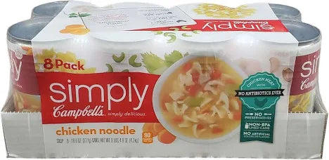 Campbell's Simply Chicken Noodle Soup 18.6 oz, 8-Count | Made with Simple Ingredients, No Artificial Flavors