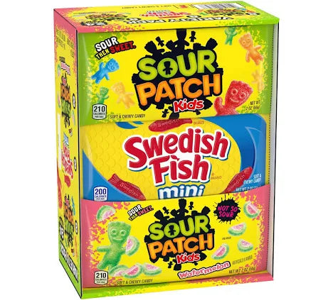 Sour Patch Kids & Swedish Fish Mini Candy Variety – 200 Count | Soft, Chewy, Tangy & Sweet Mixed Treats