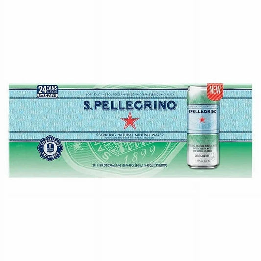 San Pellegrino Sparkling Natural Mineral Water, 11.15 fl oz Cans, 24-Count – Premium Carbonated Water