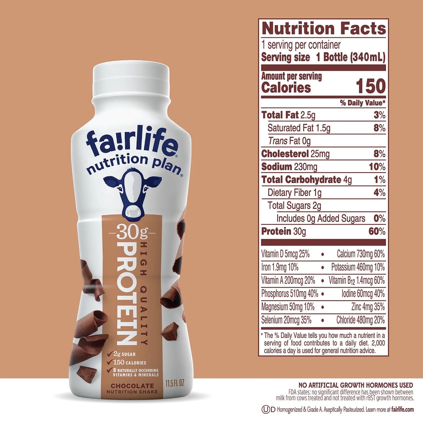 Fairlife Nutrition Plan High Protein Chocolate Shake – 30g Protein, 11.5 fl oz, 12-Pack | Low Sugar, Lactose-Free, Gelatin-Free