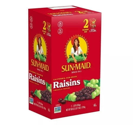 Sun-Maid Raisins 2-Pack – Natural Dried Seedless Raisins, 30 oz Bags | Healthy Snack & Baking Ingredient