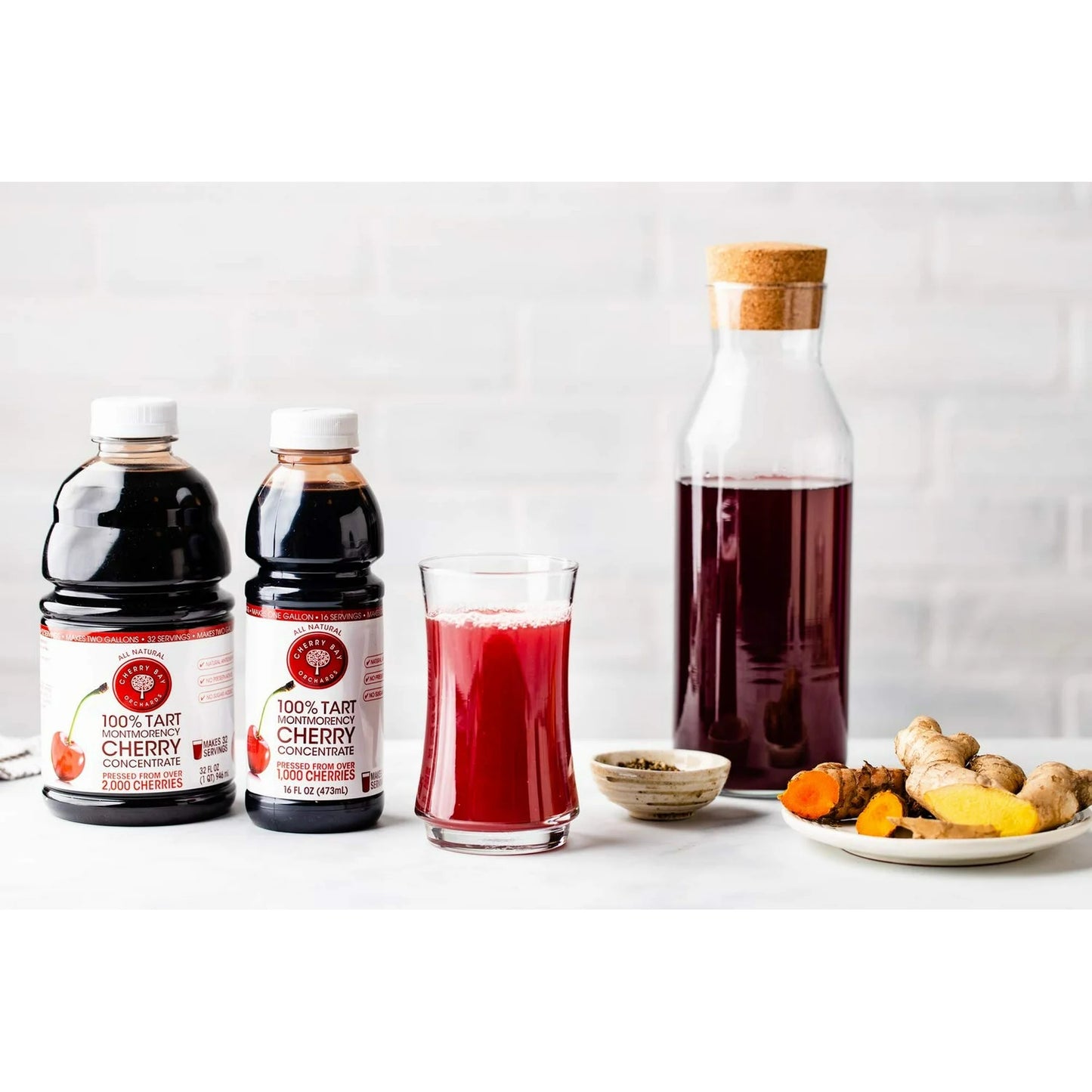 Cherry Bay Orchards Tart Cherry Concentrate, 32 fl oz, 2-Pack – 100% Montmorency, No Added Sugar
