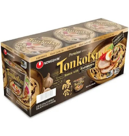 Nongshim Tonkotsu Ramen Bowl 3.56 oz, 6-Count | Rich & Creamy Pork Broth Instant Noodles