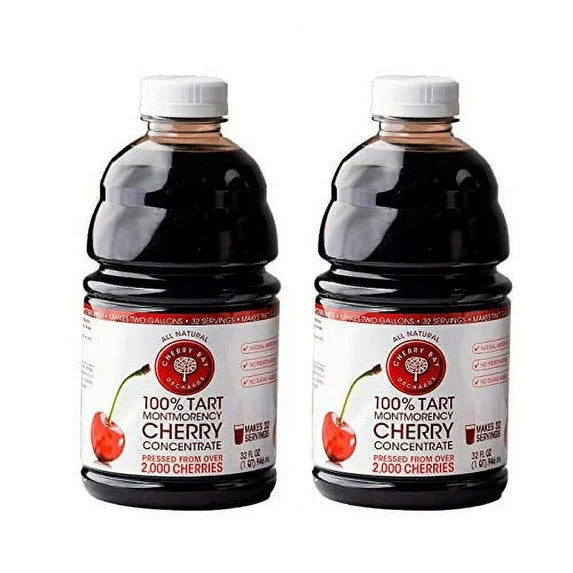 Cherry Bay Orchards Tart Cherry Concentrate, 32 fl oz, 2-Pack – 100% Montmorency, No Added Sugar