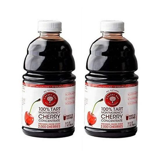 Cherry Bay Orchards Tart Cherry Concentrate, 32 fl oz, 2-Pack – 100% Montmorency, No Added Sugar