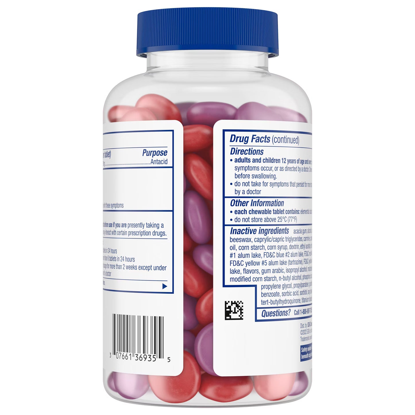 TUMS Chewy Bites Antacid Tablets 108 Count – Assorted Berries Flavor, Fast Heartburn & Acid Relief, Calcium Supplement