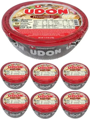 Nongshim Udon Noodle Soup Bowl 9.73 oz, 6-Count | Instant Udon Soup with Savory Broth & Tender Noodles