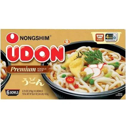 Nongshim Udon Noodle Soup Bowl 9.73 oz, 6-Count | Instant Udon Soup with Savory Broth & Tender Noodles