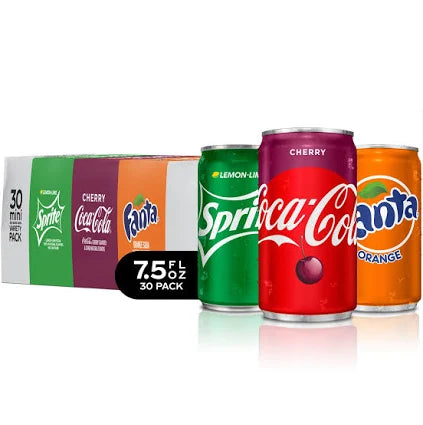 Coca-Cola Mini Can Variety Pack, 7.5 fl oz, 30-Count – Classic, Diet & Zero Sugar Options
