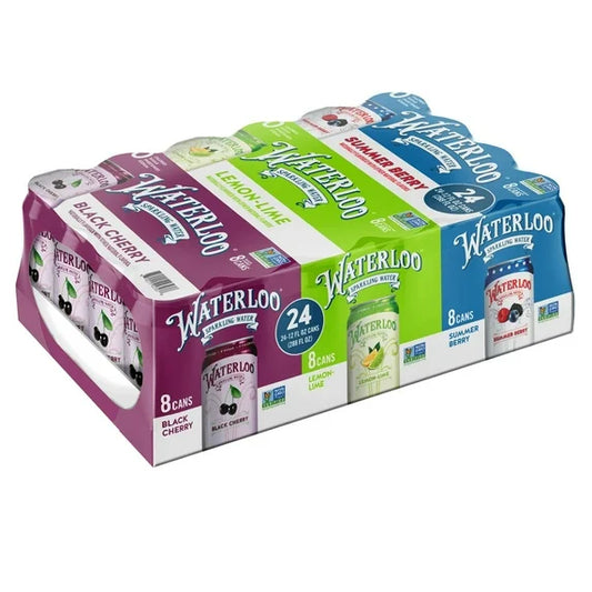 Waterloo Sparkling Water Variety Pack, 12 fl oz Cans, 24-Count – Naturally Flavored, Zero Calories