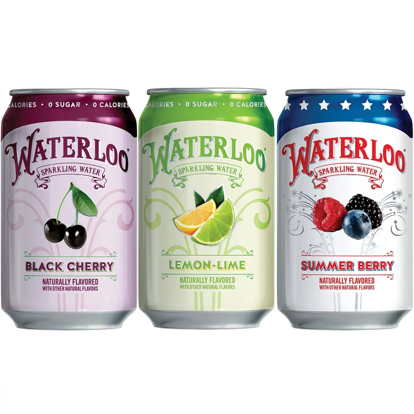 Waterloo Sparkling Water Variety Pack, 12 fl oz Cans, 24-Count – Naturally Flavored, Zero Calories